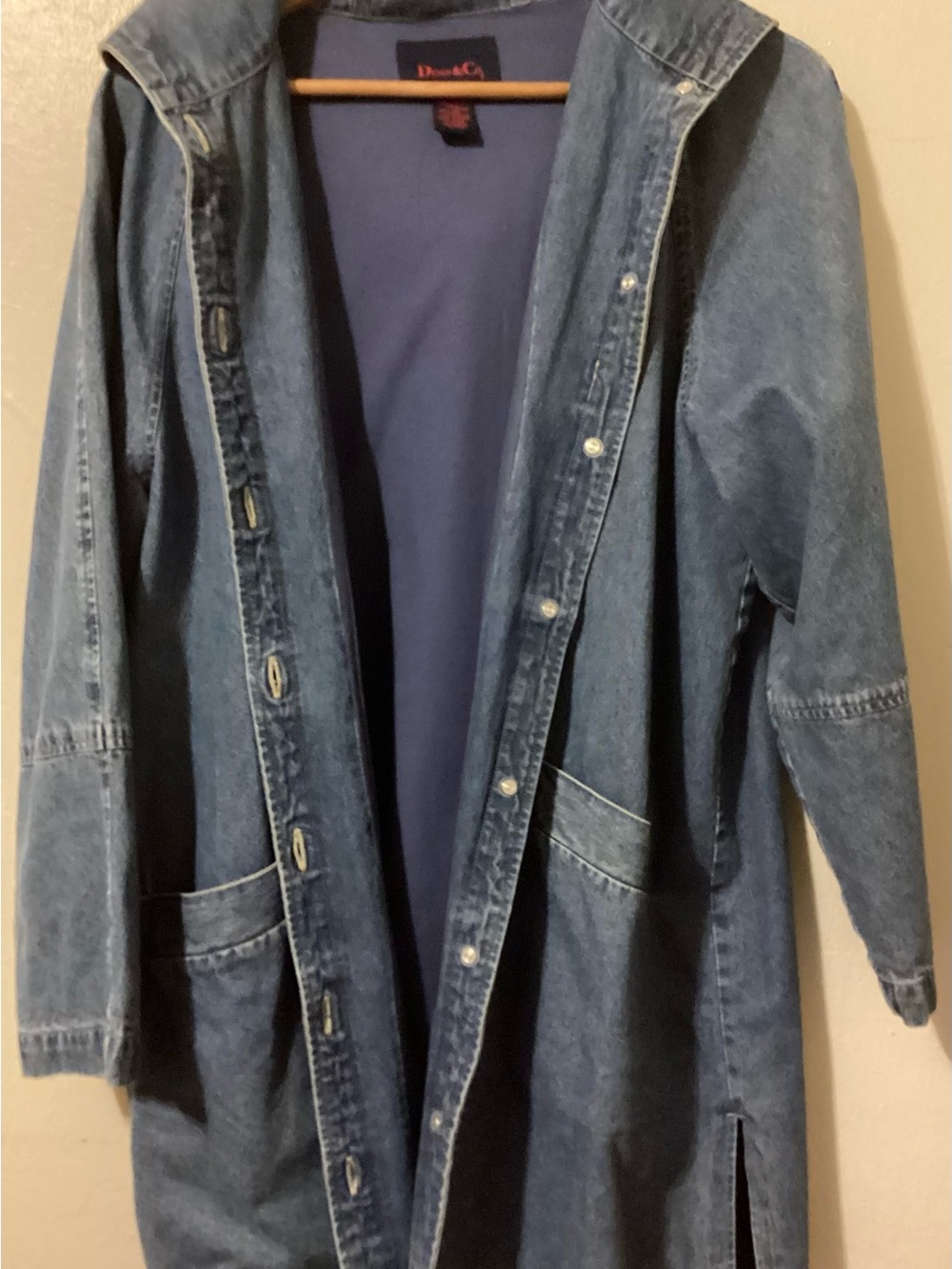 Denim & Co Denim Oversized Long Hooded Med P2P: 21 1/2 - Picture 6 of 6